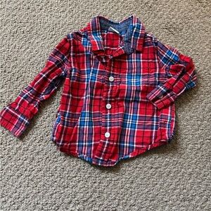 Gymboree Red Plaid Button-Up Shirt with Blue Trim